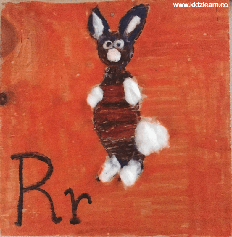 Rabbit art on a wooden slab
